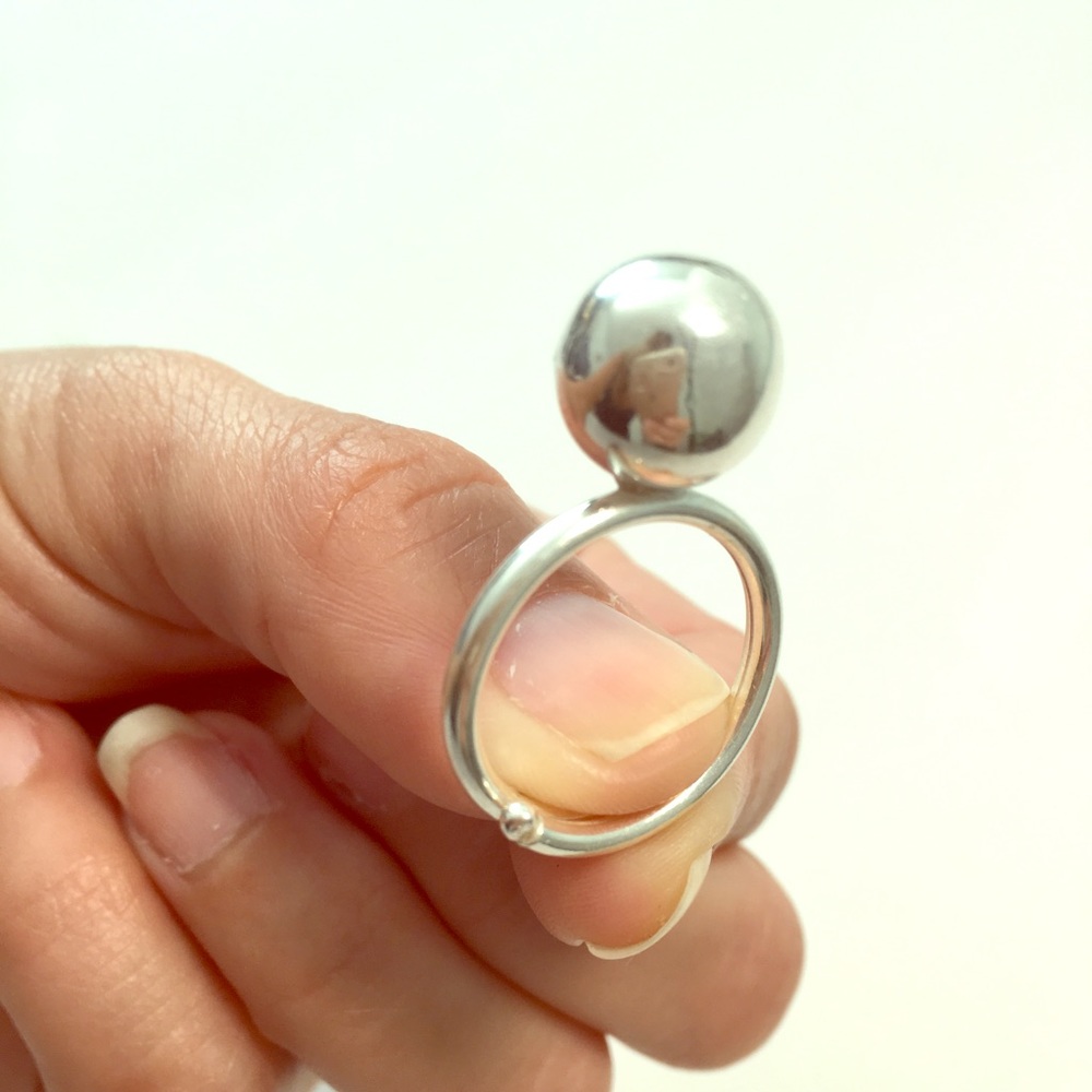 Fine Silver 950 Ring Circle Shape /unique